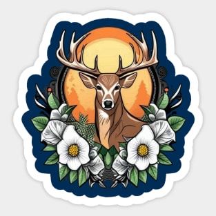 Cartoon Tattoo Art Of A Deer With Georgia Rose Sticker